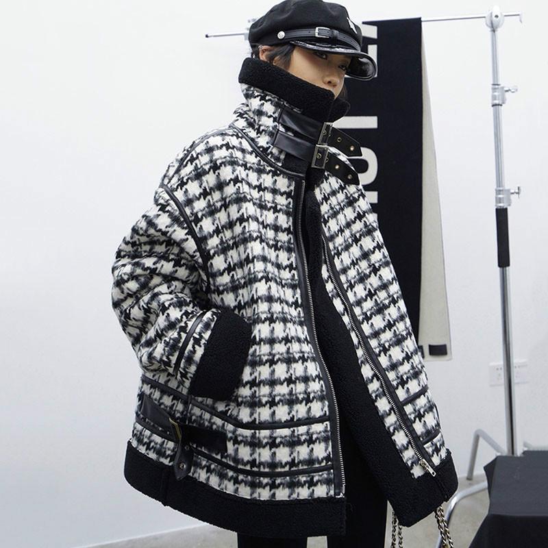 Winter Woolen Jacket Women Warm Loose Biker 2020 Fashion High Quality Lattice Lambswool Coat Korean Clothes Chaquetas De Mujer1, Black
Winter Woolen Jacket Women Warm Loose Biker 2020 Fashion High Quality Lattice Lambswool Coat Korean Clothes Chaquetas De Mujer1, Black