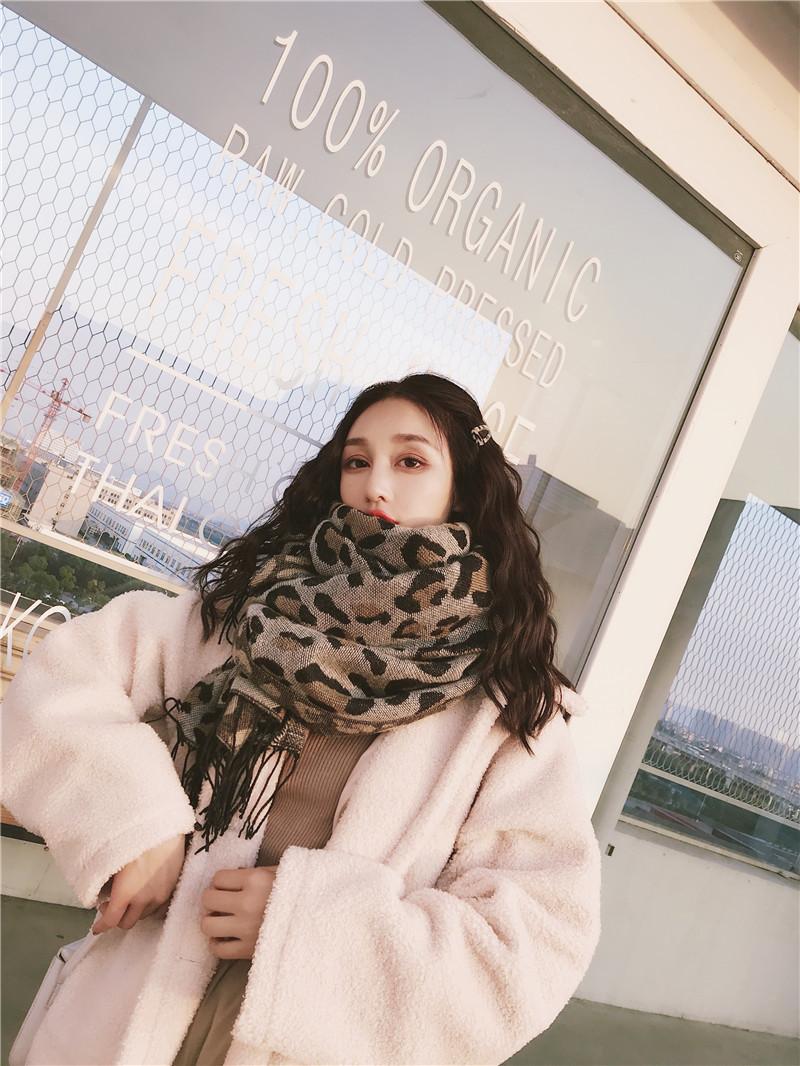 Korean leopard scarf women's autumn winter spring long imitation cashmere shawl