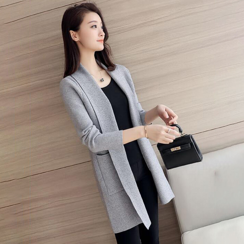 TIGENA Long Cardigan Female Autumn Winter Women Long Sleeve Cardigan Sweater Knitted Cardigans For Women Jacket Tops 201111wtt