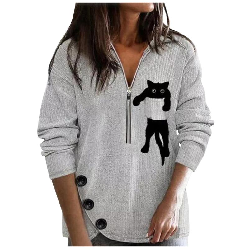 2020 Fashion Knit Sweater High-end Autumn Coat New Products Lapel Cat Zipper Long-sleeved Sweater Girlfriends Kawaii, Gray
2020 Fashion Knit Sweater High-end Autumn Coat New Products Lapel Cat Zipper Long-sleeved Sweater Girlfriends Kawaii, Gray