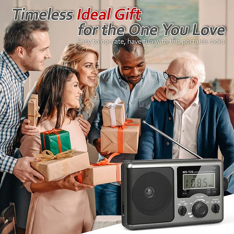 Radio Shortwave Radio,AM FM Transistor With Reception,Time Setting,Big Speaker,Earphone Jack For Gift,Elder,Home
