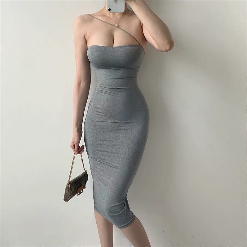 Spring / summer tight elastic dress sleeveless off shoulder sexy nightclub slim MIDI dress bag hip street party Y200824, Gray
Spring / summer tight elastic dress sleeveless off shoulder sexy nightclub slim MIDI dress bag hip street party Y200824, Gray