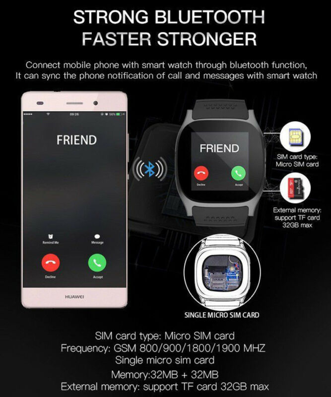 Top Quality T8 Bluetooth Smart Watch With Camera Phone Mate SIM Card Pedometer Life Waterproof For Android iOS SmartWatch android smartwatch #010
