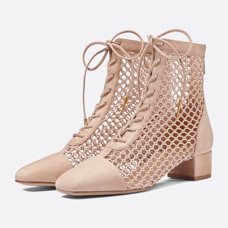 AGODOR Women Summer Lace-Up Leather Ankle Boots Zapatos Femme Square High Heel Women Shoes Hollow Out Female Boots1, Beige
AGODOR Women Summer Lace-Up Leather Ankle Boots Zapatos Femme Square High Heel Women Shoes Hollow Out Female Boots1, Beige