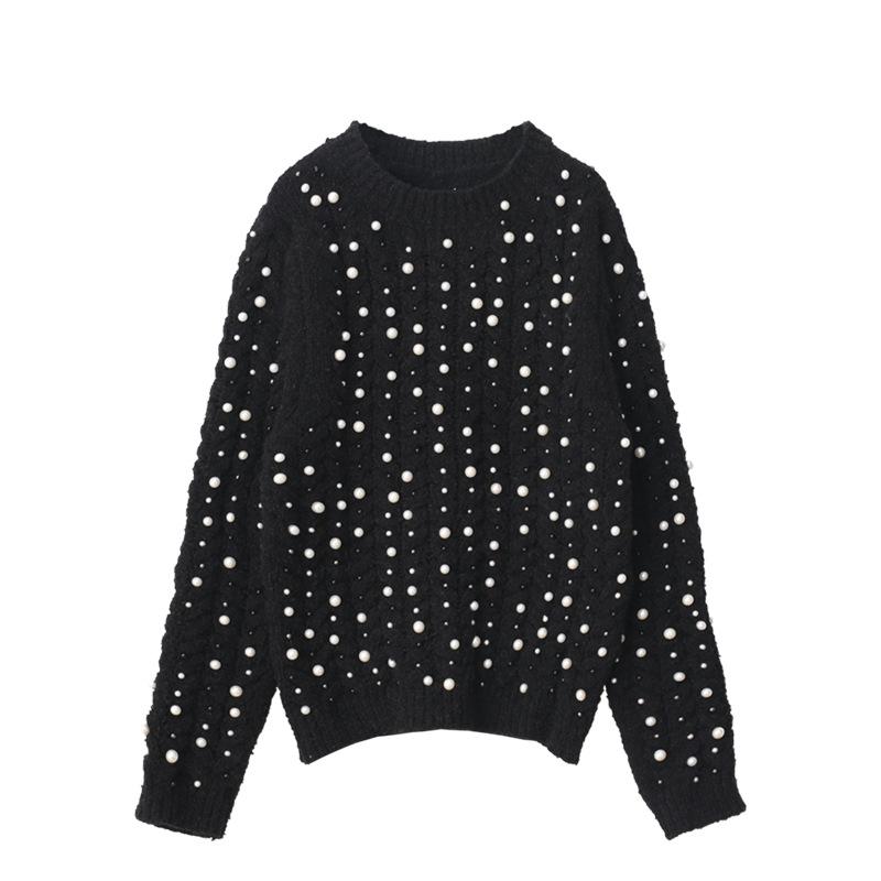 Women' Sweater Autumn Winter Full Body Beaded Outerwear Loose Pullover High Quality All-Matching Top Black White Knitted Jumper
Women' Sweater Autumn Winter Full Body Beaded Outerwear Loose Pullover High Quality All-Matching Top Black White Knitted Jumper