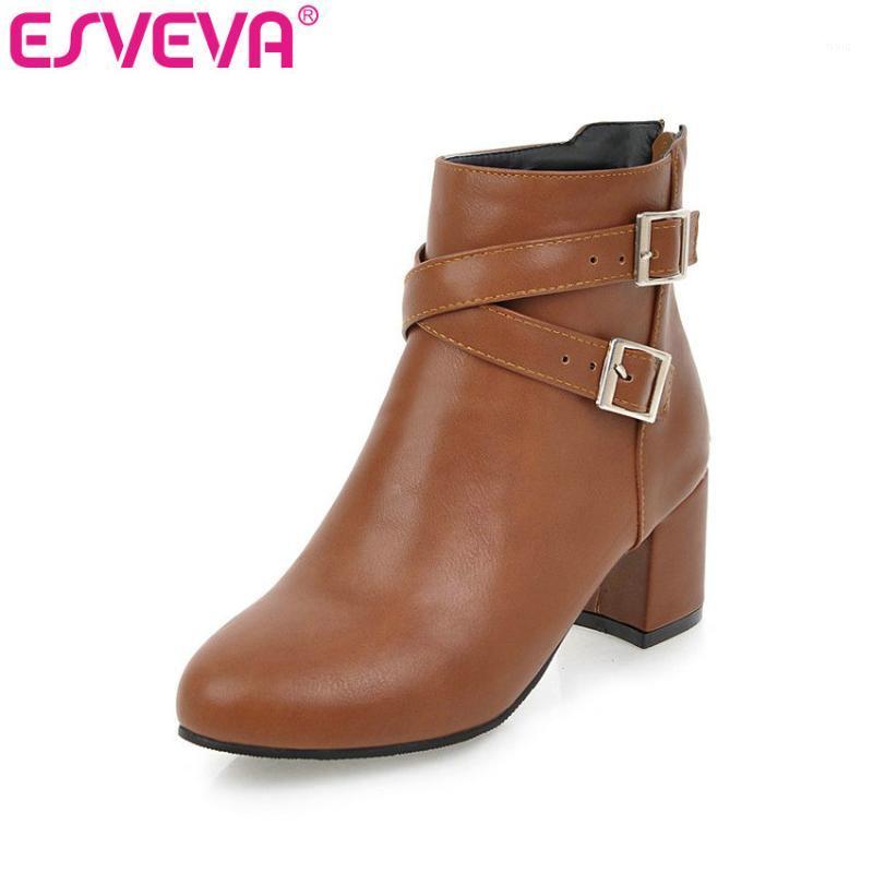 ESVEVA 2020 Women Boots PU Leather+PU Autumn Shoes Zip Ankle Boots Pointed Toe Square Med Heels Woman Shoes Size 34-431, Black
ESVEVA 2020 Women Boots PU Leather+PU Autumn Shoes Zip Ankle Boots Pointed Toe Square Med Heels Woman Shoes Size 34-431, Black