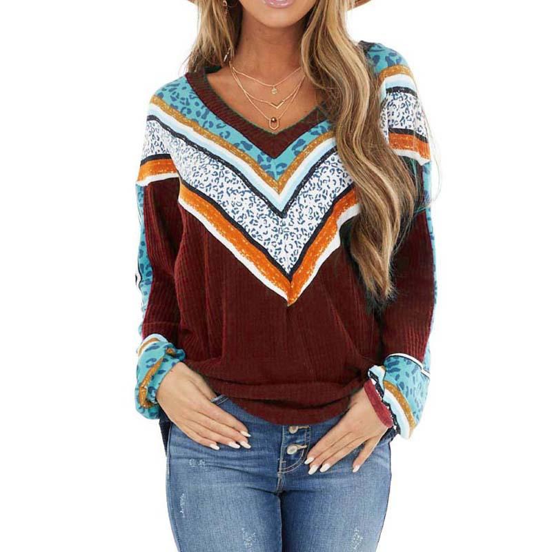 Fashion V Neck Printing Stitching Knit Pullover Women T-shirt Winter All Match Ladies Top Casual Comfortable Large Size 5XL Tee, 20201108-gray
Fashion V Neck Printing Stitching Knit Pullover Women T-shirt Winter All Match Ladies Top Casual Comfortable Large Size 5XL Tee, 20201108-gray