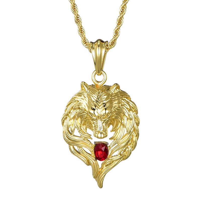 Wolf Head Necklace Pendant Hip Hop Jewelry Inlaid Red Gem With Chain Gold/Silver color Charm Necklace For Men Fashion Gift
Wolf Head Necklace Pendant Hip Hop Jewelry Inlaid Red Gem With Chain Gold/Silver color Charm Necklace For Men Fashion Gift