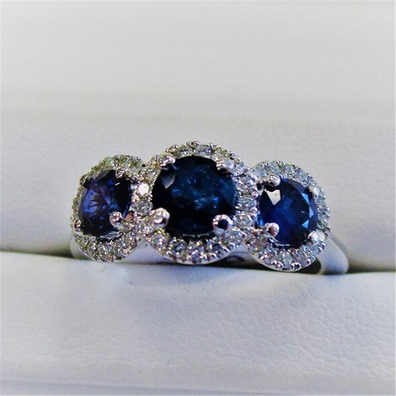 Classical Cocktail Jewelry 925 Sterling Silver Three Stone Blue Sapphire CZ Diamond Gemstones Party Women Wedding Engagement Band Ring Gift
Classical Cocktail Jewelry 925 Sterling Silver Three Stone Blue Sapphire CZ Diamond Gemstones Party Women Wedding Engagement Band Ring Gift