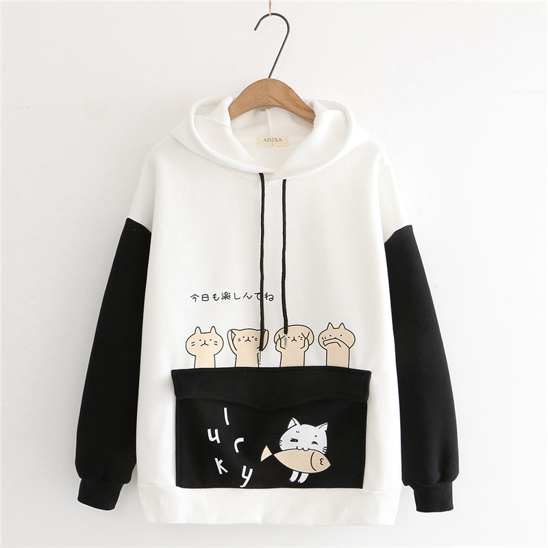 2020 harajuku from the cartoons of cat women fish cotton velvet hoodie with ears in pocket pullovers hood, Black cotton
2020 harajuku from the cartoons of cat women fish cotton velvet hoodie with ears in pocket pullovers hood, Black cotton