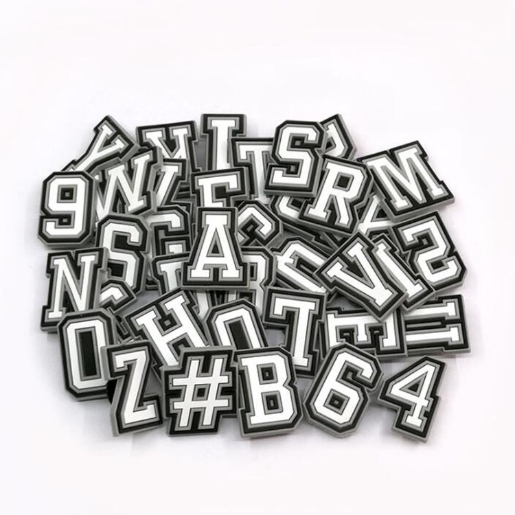 100pcs custom black white letters pvc shoe charms shoecharm buckles fashion accessories soft rubber for clog shoes Mixed 26 style