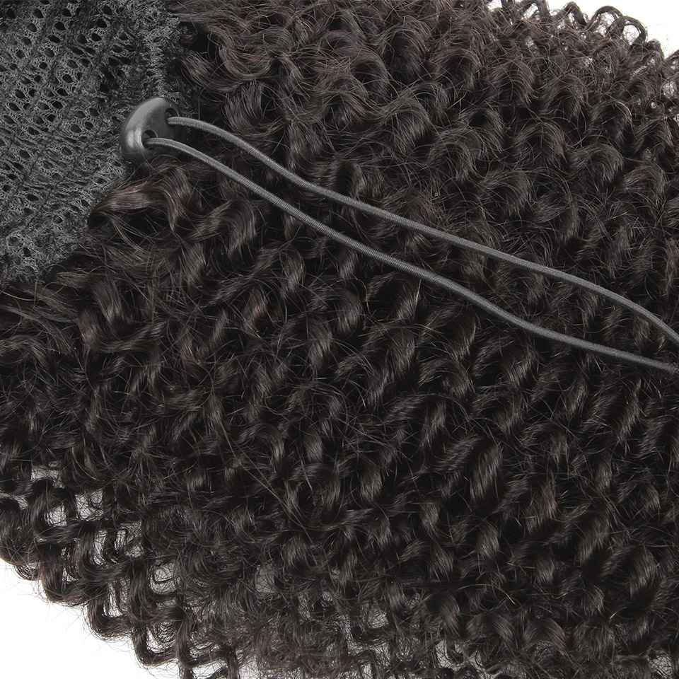 Mogolian Afro Kinky Curly Drawstring Ponytail Human Hair Extensions sleek 4C Remy Long Kinky Straight Clip In horsetail black brown 140g african ameri