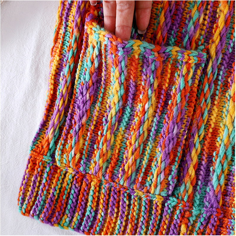 Rainbow Sweater Cardigans Casual Chic Colorful Women Cardigans Long Sleeve Boho Vintage Knitted Sweaters Autumn Winter 201030wtt