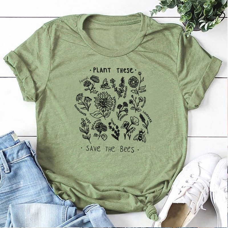Plant These T Shirt Women Floral Print Tee Save The Bees Yellow Cotton Plus Size Tops Plant More Trees Tumblr Tops Drop Shipping Y200109, Black
Plant These T Shirt Women Floral Print Tee Save The Bees Yellow Cotton Plus Size Tops Plant More Trees Tumblr Tops Drop Shipping Y200109, Black