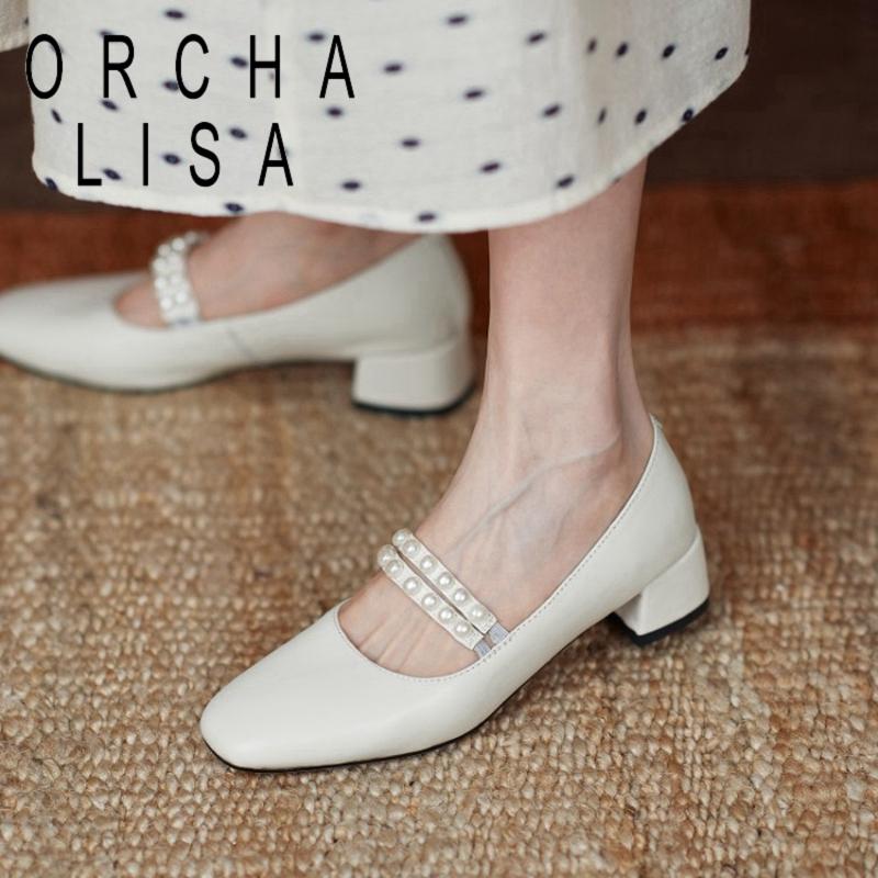 ORCHALISA Ladies Pumps 2021 New Square Toe 3.5cm Heels Genuine Leather Mary Jane Pearl Elegant Designer Big Size 33-43 A3345, White
ORCHALISA Ladies Pumps 2021 New Square Toe 3.5cm Heels Genuine Leather Mary Jane Pearl Elegant Designer Big Size 33-43 A3345, White