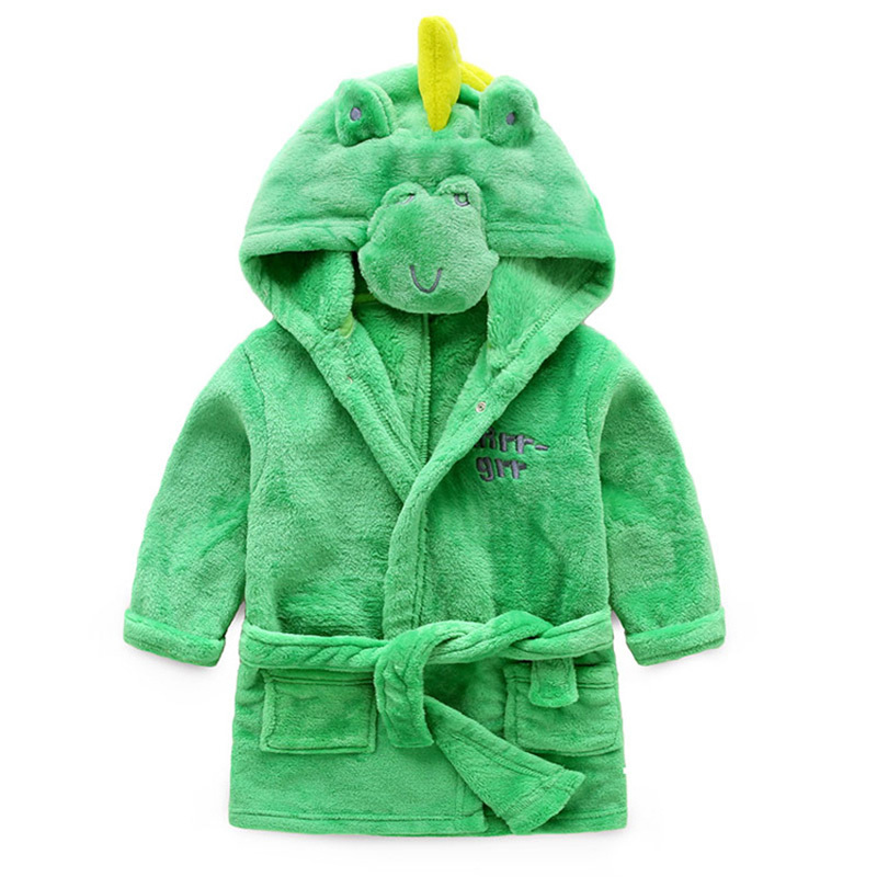 Children's Terry Bathrobe For Girl Boy Flannel Dressing Gown Kids Cartoon Baby Bathrobe Hooded Little Girl Robes Winter Clothes LJ201216