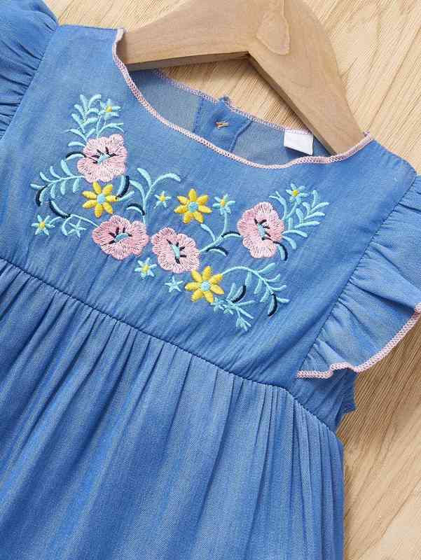 Baby Floral Embroidery Ruffle Sleeve Dress SHE