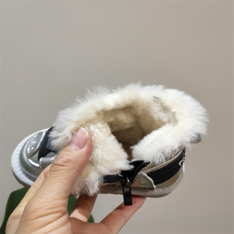 New Winter Children Snow Boots Mirror Waterproof Girl Boots Non-slip Wool Warm Thick Cotton Boy Boots Baby Toddler Shoes 201113