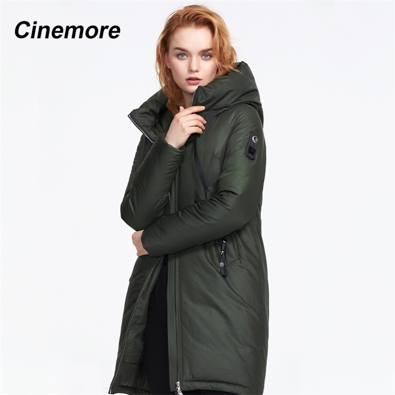 CINEMORE Winter new arrival women down jacket with a hood top thick cotton color fashionable long women coat for winter 201217