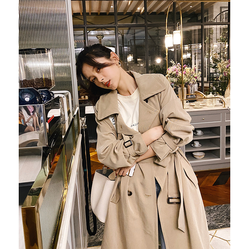 MISHOW Spring Womens Trench Coat Double Breasted Female Vintage Outwear Solid Tops Fashion Clothing MX20A7362 201030