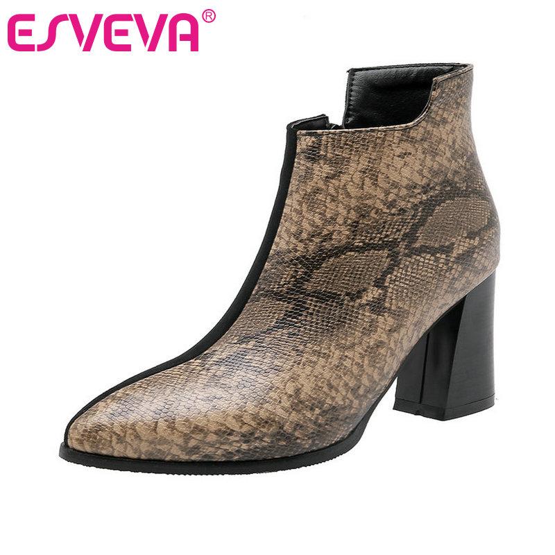 ESVEVA 2020 Autumn Women Shoes Winter Ankle Boots Square High Heel Elegant PU Leather Motorcycle Platform Boots Size 34-43, Black
ESVEVA 2020 Autumn Women Shoes Winter Ankle Boots Square High Heel Elegant PU Leather Motorcycle Platform Boots Size 34-43, Black