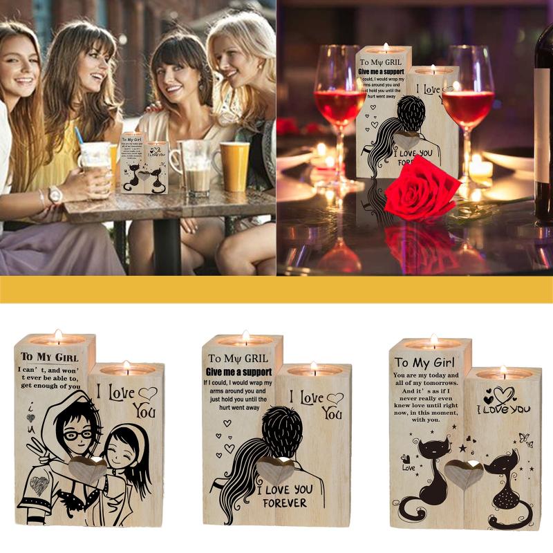 40# Wooden Candlestick holder Gift for Couple Figurines Daughter Heart-shaped Craft Wooden Miniatures for festival party decor 
40# Wooden Candlestick holder Gift for Couple Figurines Daughter Heart-shaped Craft Wooden Miniatures for festival party decor