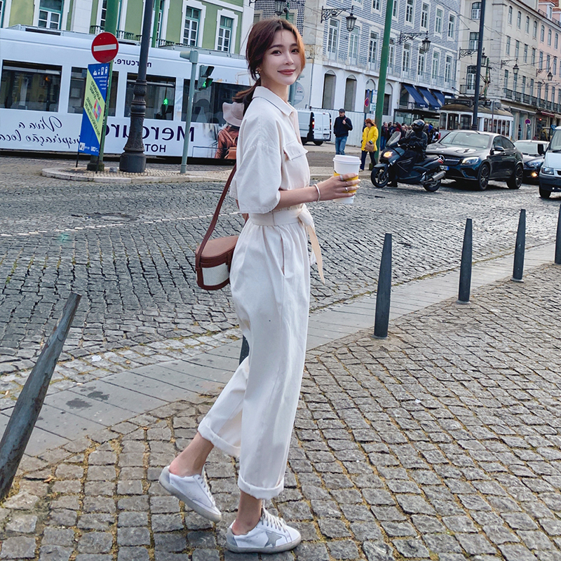 fashion summer work style women temperament outdoor comfortable solid beach jumpsuit cute casual high waist fresh long jumpsuit T200509