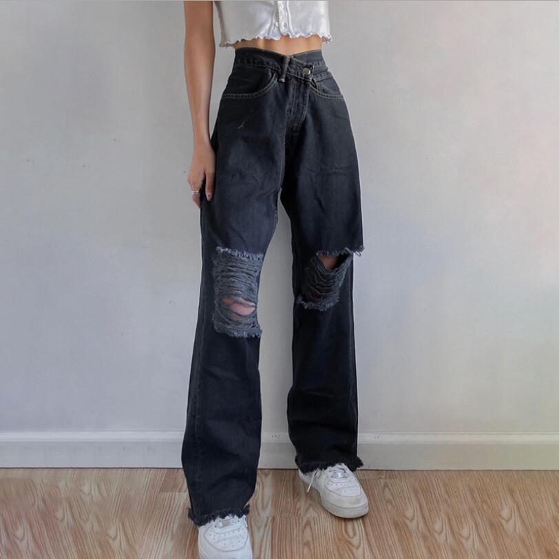 Dark Goth Hip Hop Black Jeans High-waisted Korean Women Streetwear Hole Denim Loose Girl Pants Lady P2107 Zolg
Dark Goth Hip Hop Black Jeans High-waisted Korean Women Streetwear Hole Denim Loose Girl Pants Lady P2107 Zolg