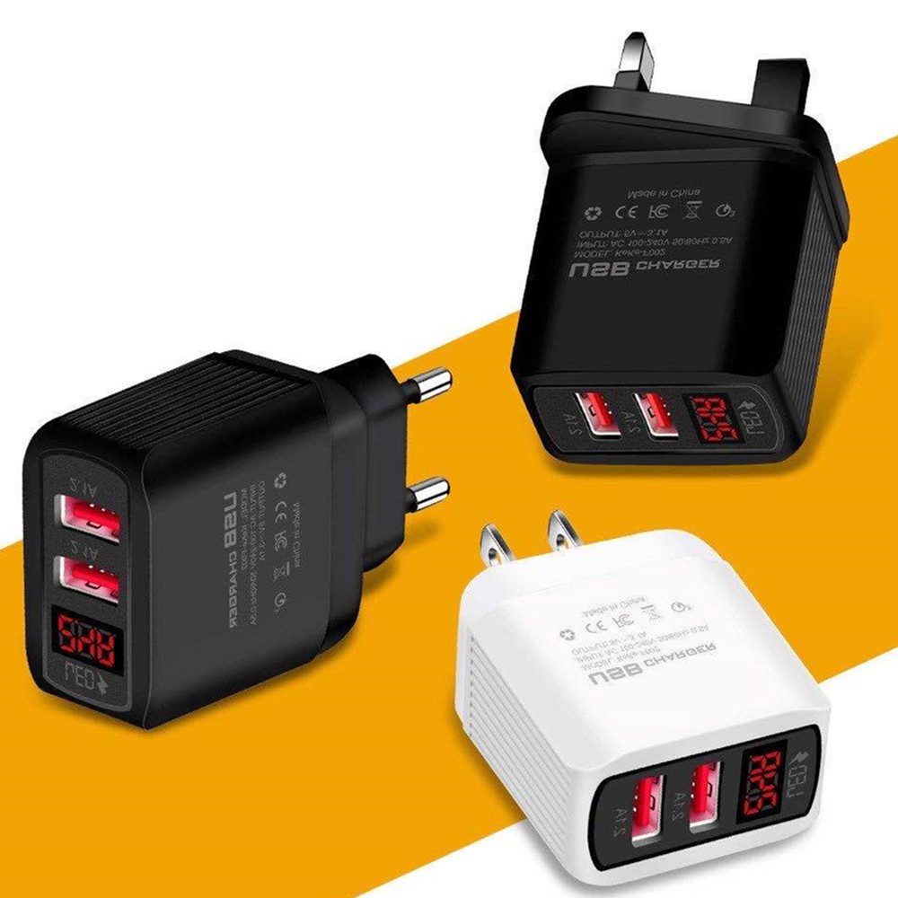 Digital LED Display Phone Charger 2 Port USB 2.1A Fast Charger Travel Wall Charger Adapter For iPhone 6/6S Samsung S9 Xiaomi
Digital LED Display Phone Charger 2 Port USB 2.1A Fast Charger Travel Wall Charger Adapter For iPhone 6/6S Samsung S9 Xiaomi