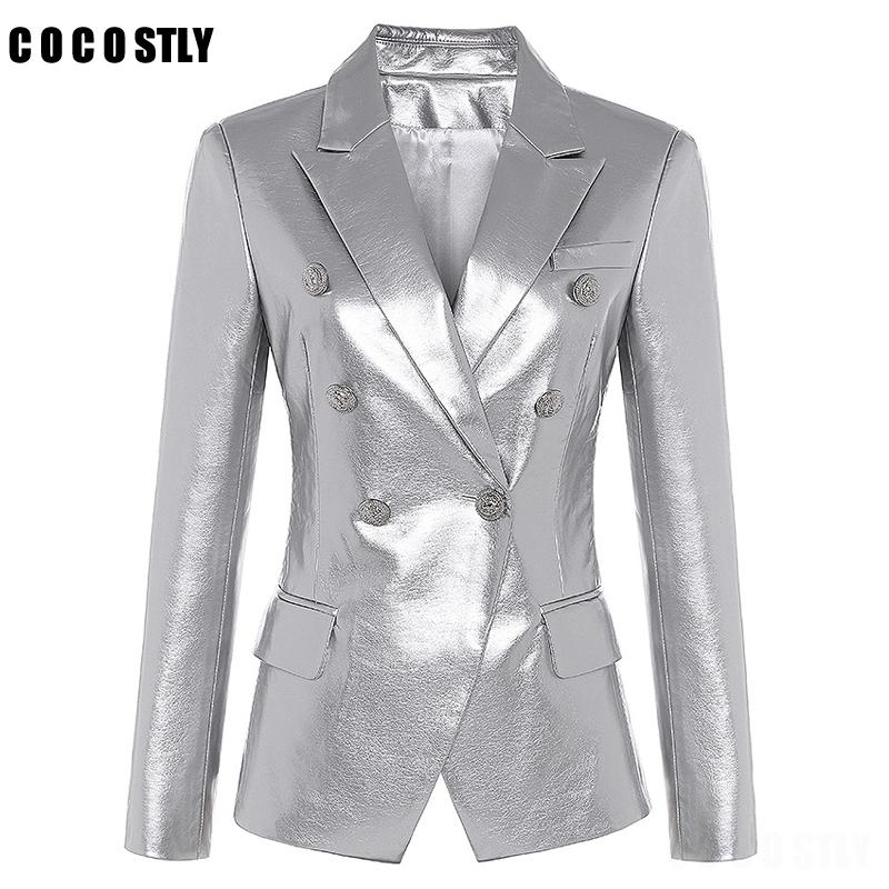 2020 Designer Leather Jacket Women' Lion Metal Buttons Double Breasted Synthetic Leather Blazer Jackets Overcoat, Sliver
2020 Designer Leather Jacket Women' Lion Metal Buttons Double Breasted Synthetic Leather Blazer Jackets Overcoat, Sliver