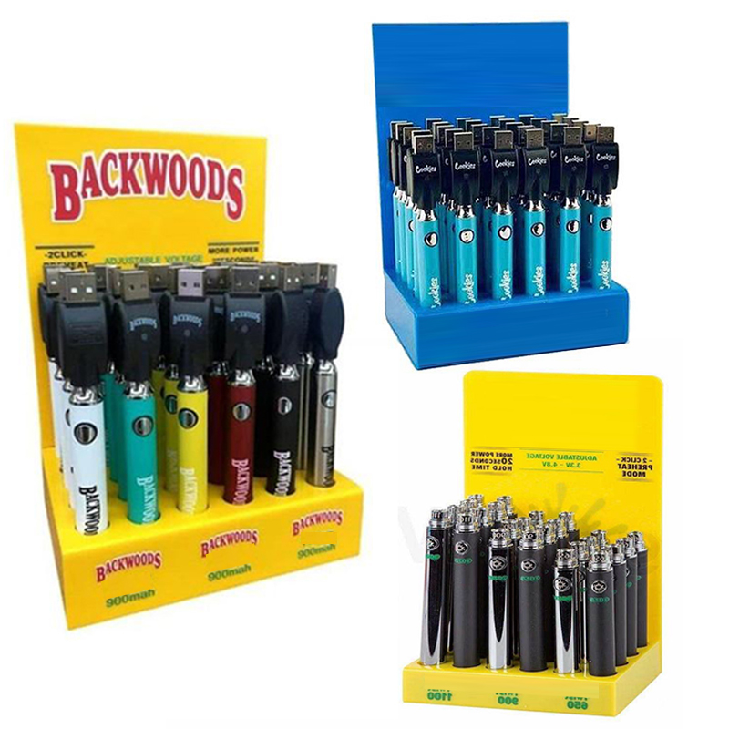 Backwoods Preheat Battery 900mAh Slim 650mah-1100mAh Bottom Voltage Adjustable Usb Charger Vape Pen Kits For 510 Cartridges 30Pcs A Display Box
Backwoods Preheat Battery 900mAh Slim 650mah-1100mAh Bottom Voltage Adjustable Usb Charger Vape Pen Kits For 510 Cartridges 30Pcs A Display Box