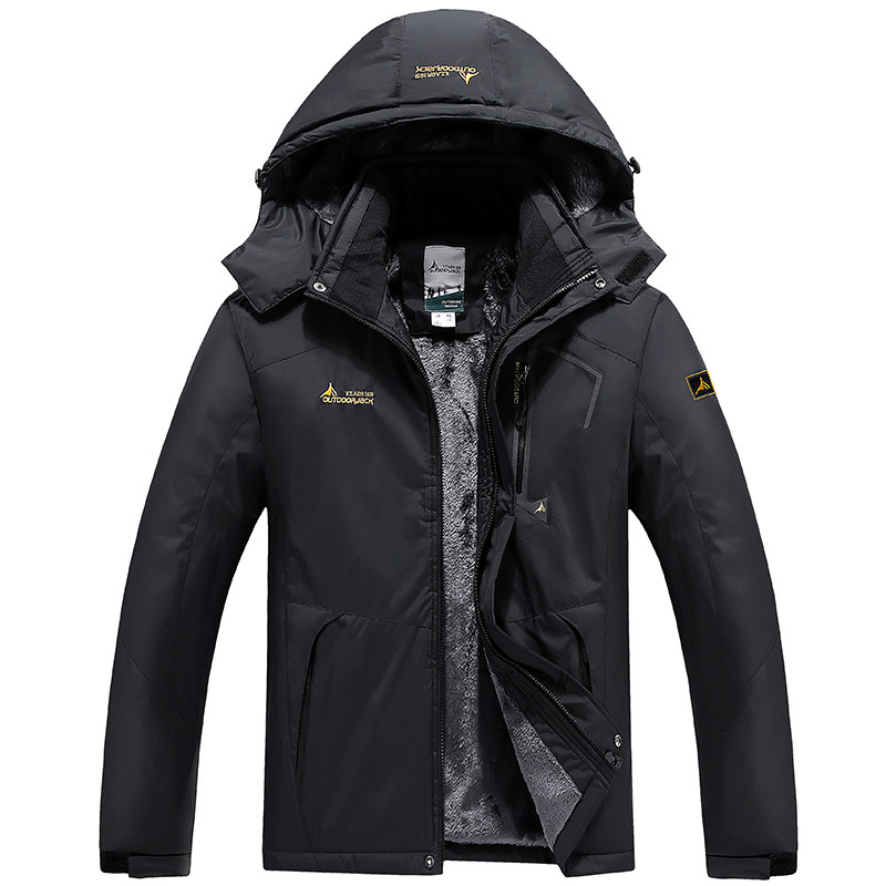 Winter Outdoor Jacket Men Thick Warm Velvet Coat Men's Windproof Hooded Jackets Casual Hiking Mountaineering Outerwear 9XL 201218