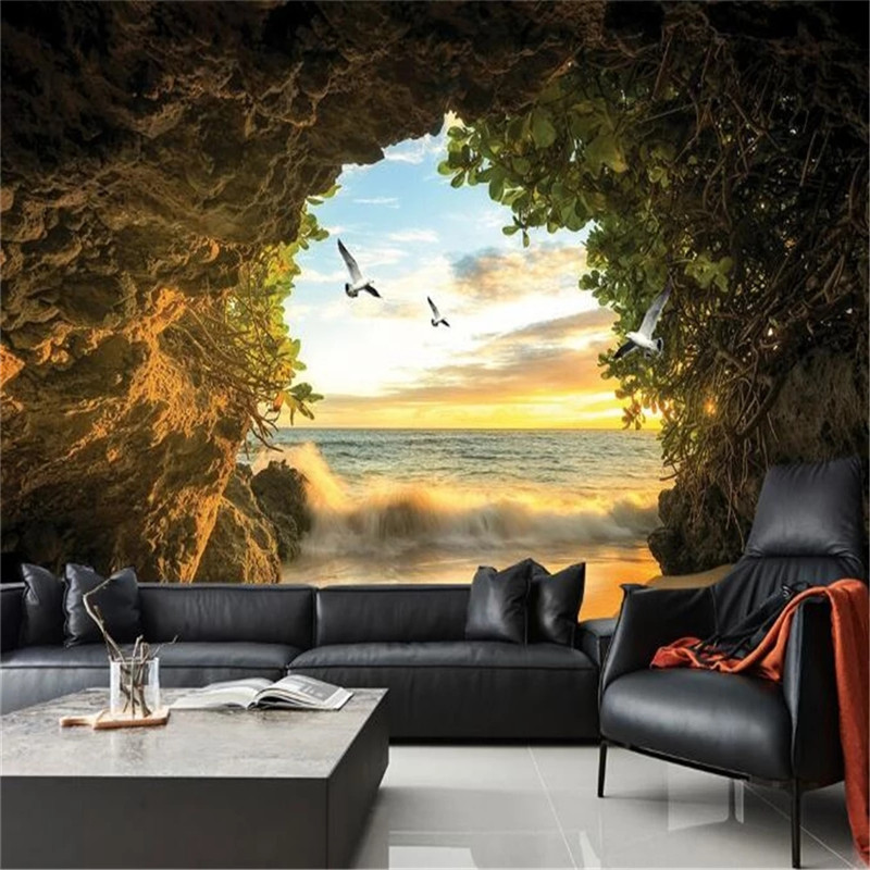Custom Any Size 3D Wallpaper Home Decorative Mural Cave Photo walls Waterproof 3d customized wallpapers