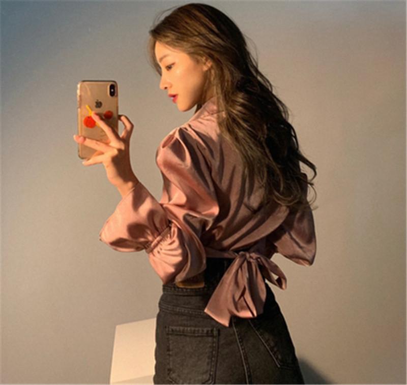 Women's Blouse Shirt Korean Style Vintage Minimalist Solid Color Extra Short Blouse Flare Sleeve Shirts Tops 2020 Spring Autumn, Pink
Women's Blouse Shirt Korean Style Vintage Minimalist Solid Color Extra Short Blouse Flare Sleeve Shirts Tops 2020 Spring Autumn, Pink