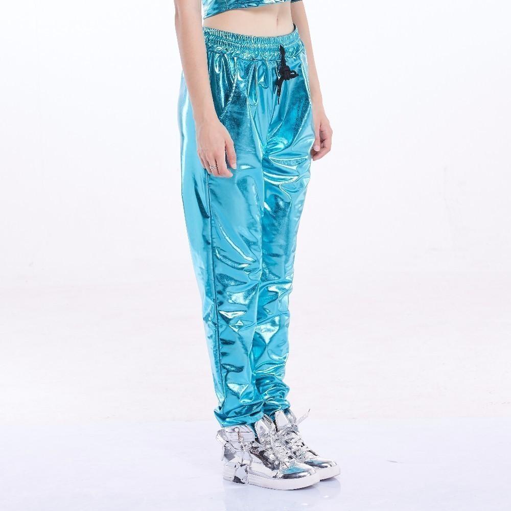 Heroprose New Fashion mid waist dance stage performance wide leg loose long bloomers sky blue trousers women hip hop harem pants T200223