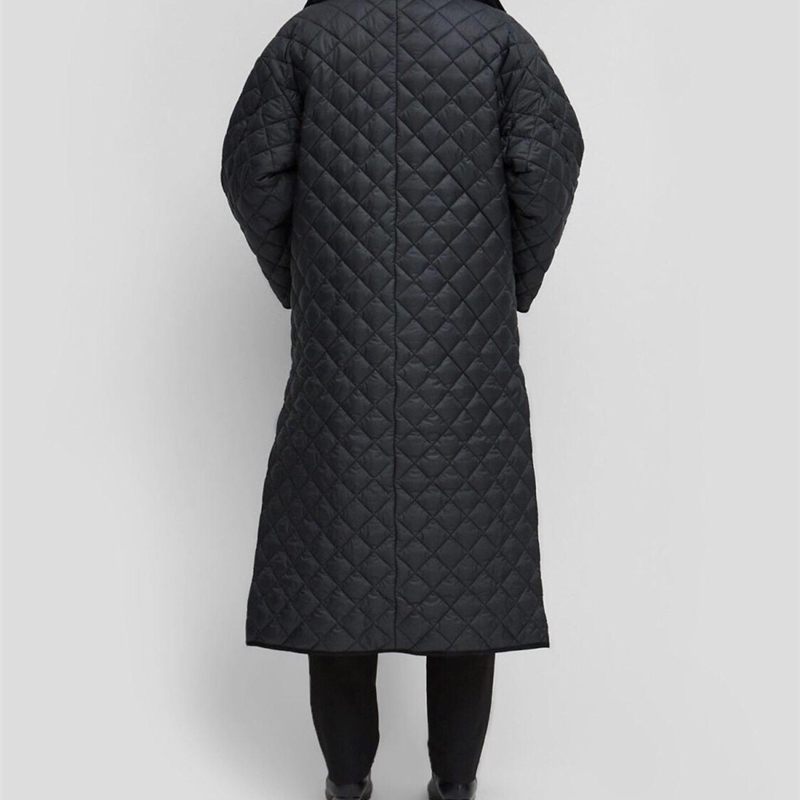 Obrix Long Casual Style Streetwear Jacket V-Neck Full Sleeve Loose Ankle Length Trendy Quilted Coat For Women 201023