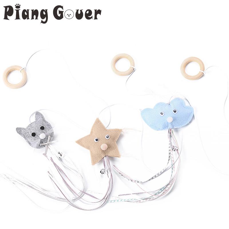 3PCS/LOT Felt Animal Cat Toy Tassels Pet Toy Felt Star Wood Ring Cat For Kitten