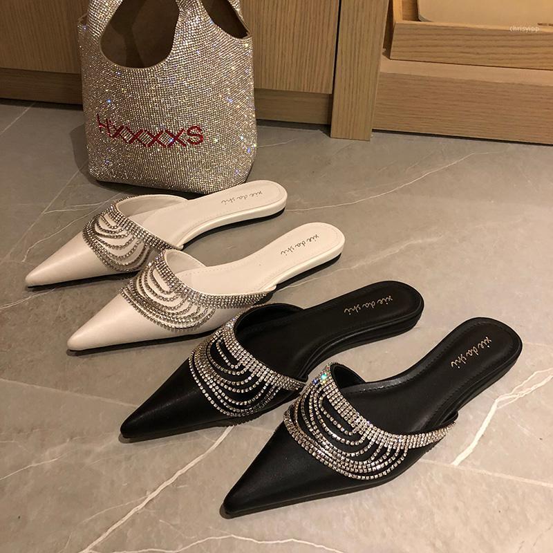 Women Slippers Mules Shoes Flats Pointed Toe Elegant Fashion Rhinestone Chain Slippers Black Outdoor Shoes Flat Heeled Summer1
Women Slippers Mules Shoes Flats Pointed Toe Elegant Fashion Rhinestone Chain Slippers Black Outdoor Shoes Flat Heeled Summer1