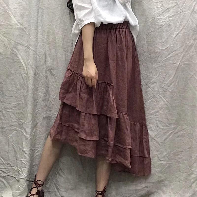 Johnature Vintage Linen A-line Skirts For Women 2020 New Autumn Elastic Waist Irregular Ruffle Solid Color Female Skirts, Purple
Johnature Vintage Linen A-line Skirts For Women 2020 New Autumn Elastic Waist Irregular Ruffle Solid Color Female Skirts, Purple