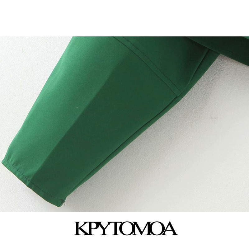 KPYTOMOA Women Fashion Safari Style Pockets Cropped Jacket Coat Vintage Lantern Sleeve Buttonup Female Outerwear Chic Tops 201017