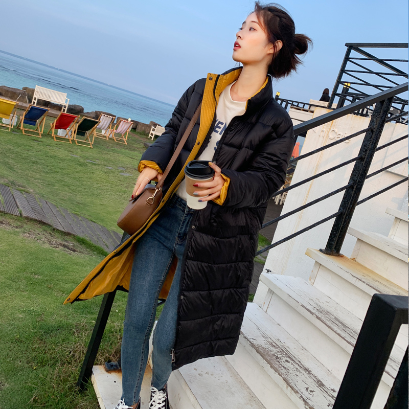 new style down jacket female color matching frivolous cotton-padded jacket east gate long coat 201217