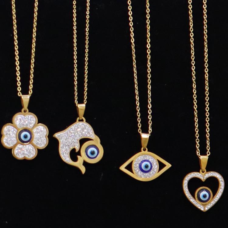 Pendant Necklaces Titanium Steel Jewelry European And American Simple Turkish Blue Eyes Heart Peach Dolphin Hand Crown Key Necklace
Pendant Necklaces Titanium Steel Jewelry European And American Simple Turkish Blue Eyes Heart Peach Dolphin Hand Crown Key Necklace