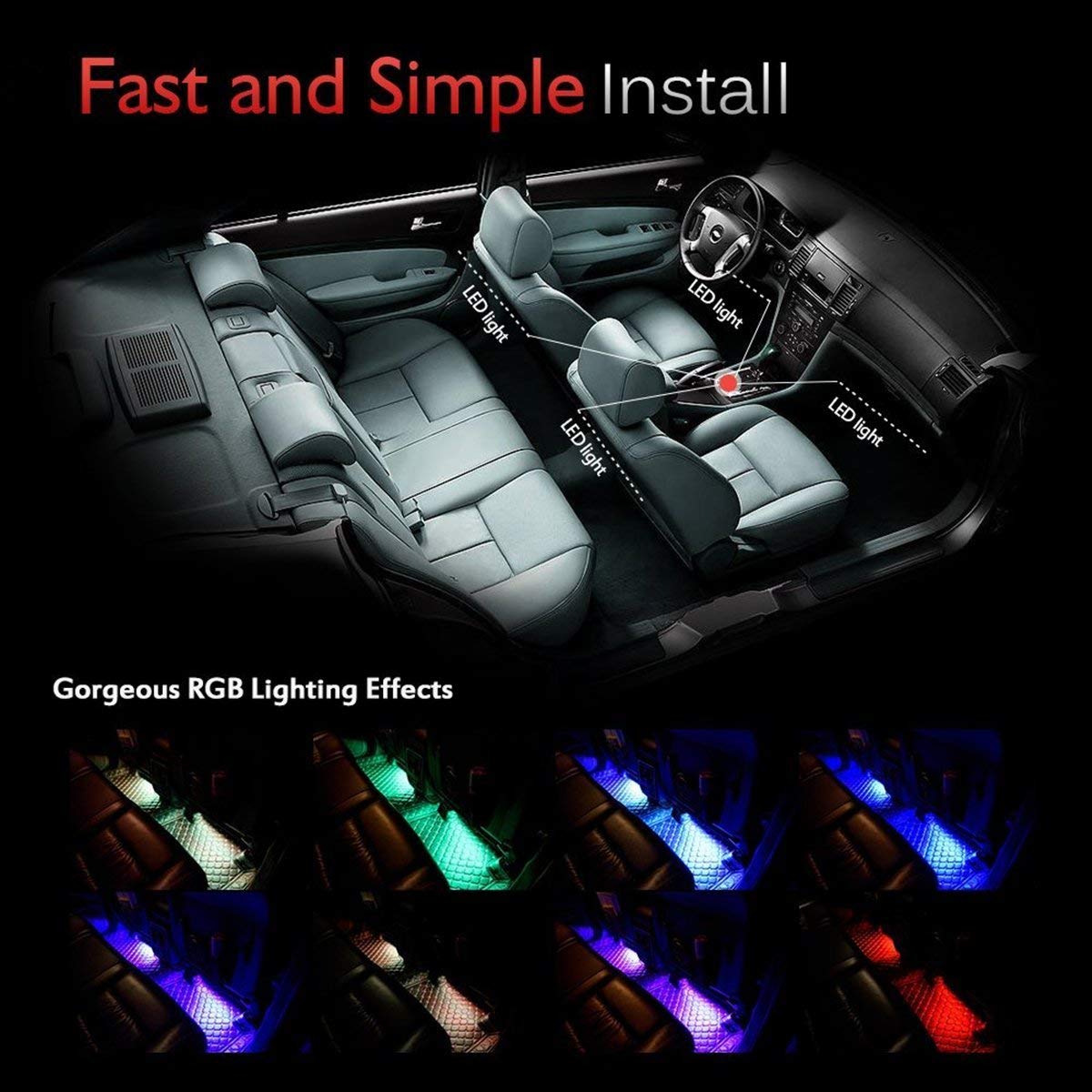 36 LED Multicolor Car Interior Lights Under Dash Lighting Waterproof Kit with Wireless Remote Control Car Charger car dvr QC16241