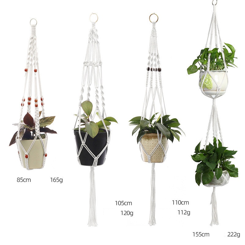 Flower Hanging Basket Vintage Handmade Macrame Plant Flower Pot Cotton Rope Balcony Florist Hanger Decoration Planter