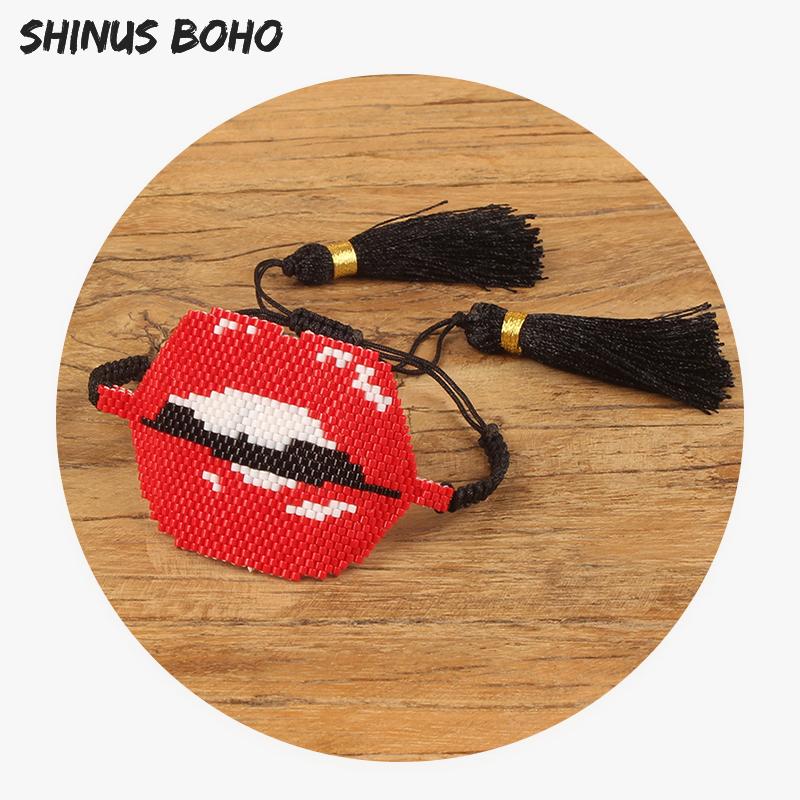 SHINUSBOHO Big Red Lip Bracelets & Bangles for Women Handmade Weave MIYUKI Seed Beads Bracelet Female Gift Jewelry Adjustable
SHINUSBOHO Big Red Lip Bracelets & Bangles for Women Handmade Weave MIYUKI Seed Beads Bracelet Female Gift Jewelry Adjustable