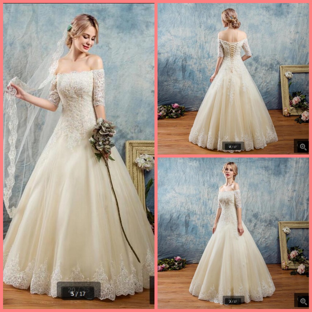 2021 Romantic champagne tulle a line wedding dress off the shoulder half sleeve lace appliques beaded wedding gowns hot sale bride dresses, Ivory
2021 Romantic champagne tulle a line wedding dress off the shoulder half sleeve lace appliques beaded wedding gowns hot sale bride dresses, Ivory