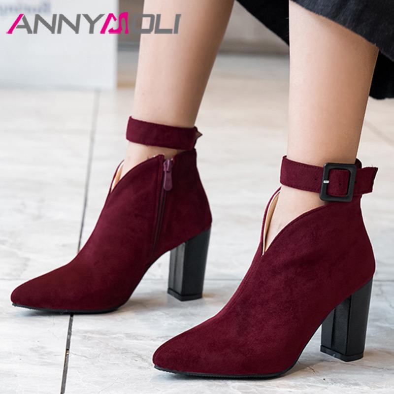 ANNYMOLI Super High Heel Short Boots Woman Thick Heel Shoes Buckle Pointed Toe Ankle Boots Zip Ladies Footwear Winter Green 46, Black
ANNYMOLI Super High Heel Short Boots Woman Thick Heel Shoes Buckle Pointed Toe Ankle Boots Zip Ladies Footwear Winter Green 46, Black