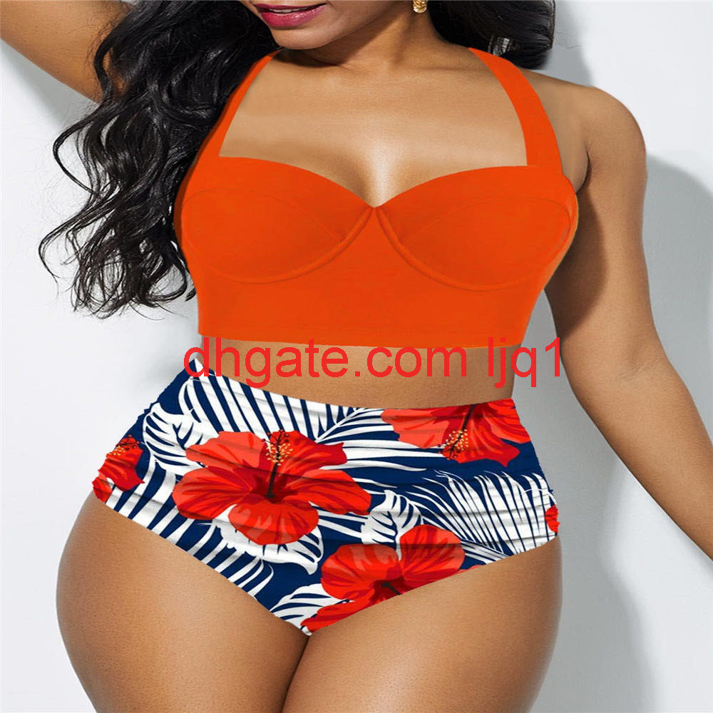 New swimsuit women' sexy print large bikini split Swimsuit Bikini, Yellow