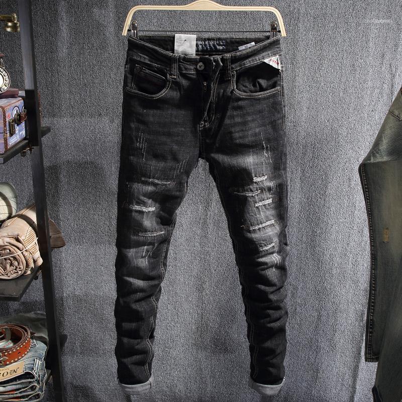 Men's Jeans Ly Designer Fashion Men Black Color Vintage Slim Fit Ripped Punk Denim Pants Streetwear Hip Hop Homme1
Men's Jeans Ly Designer Fashion Men Black Color Vintage Slim Fit Ripped Punk Denim Pants Streetwear Hip Hop Homme1