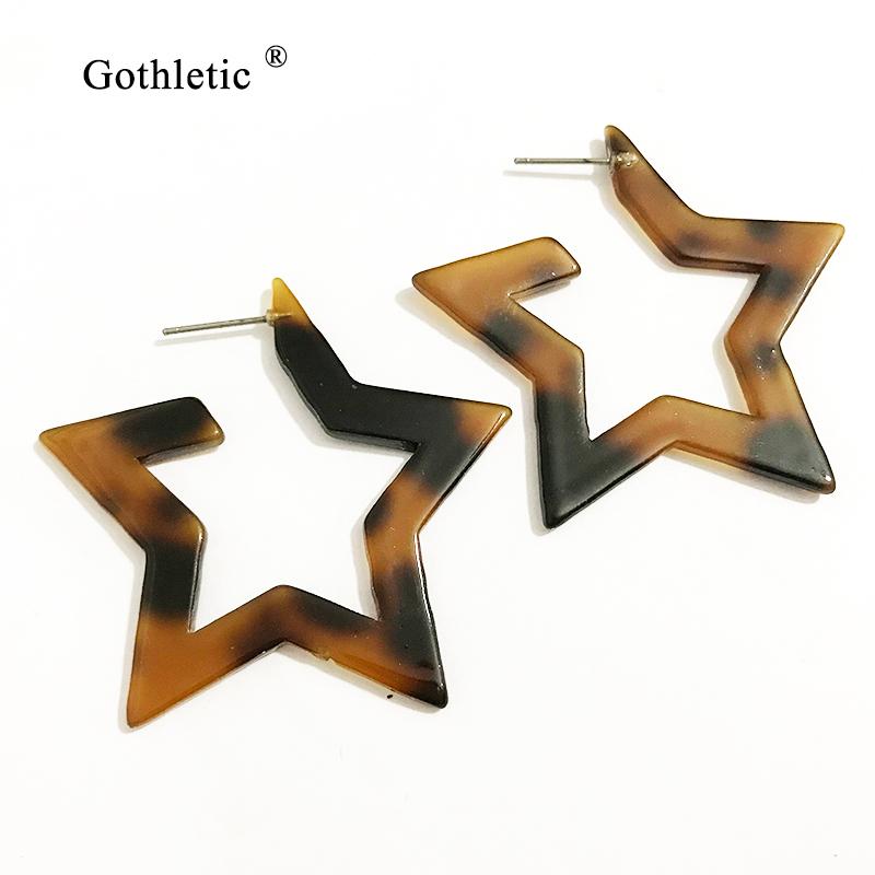 Gothletic 48MM Tortoiseshell Star Acetate Hoop Earrings Women Brincos Fashion Resin Jewelry 2020 NEW
Gothletic 48MM Tortoiseshell Star Acetate Hoop Earrings Women Brincos Fashion Resin Jewelry 2020 NEW